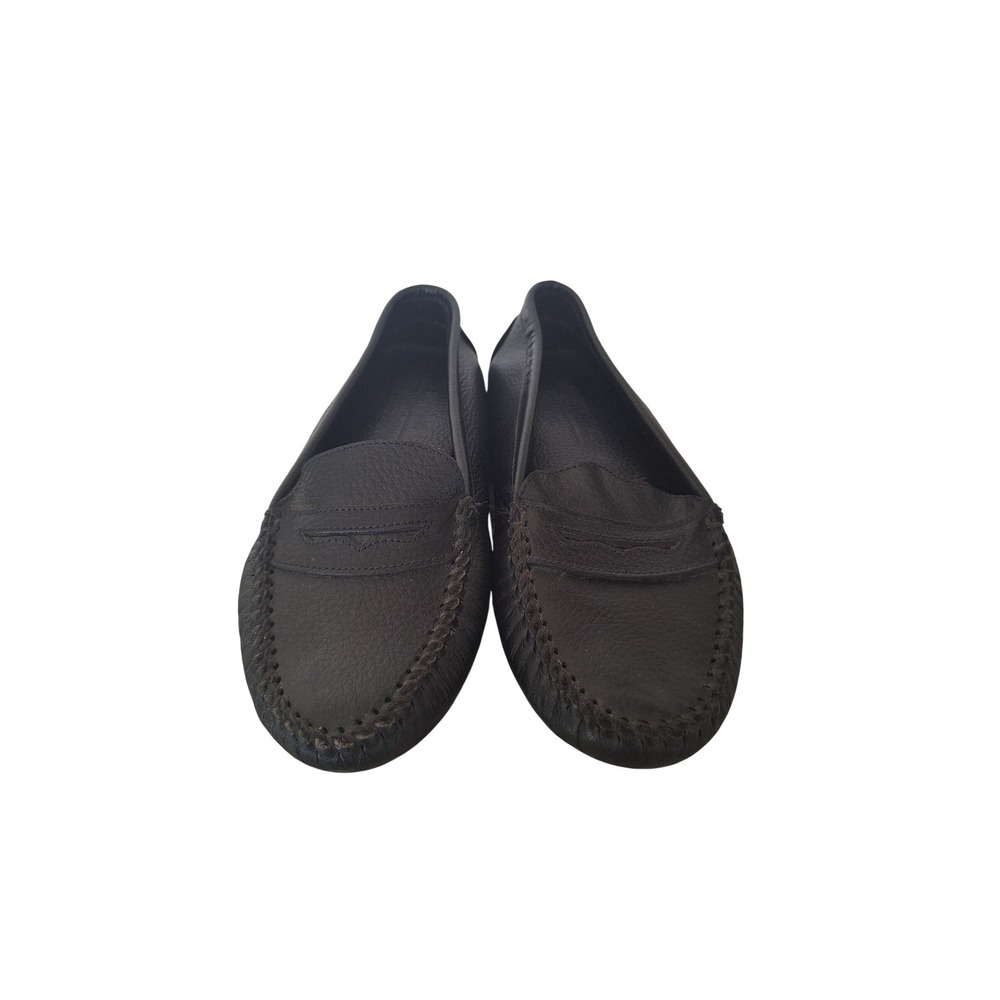 Minnetonka Loafer Womens Sz 8.5 Black Soft Leather Driving‎ Moccasin
